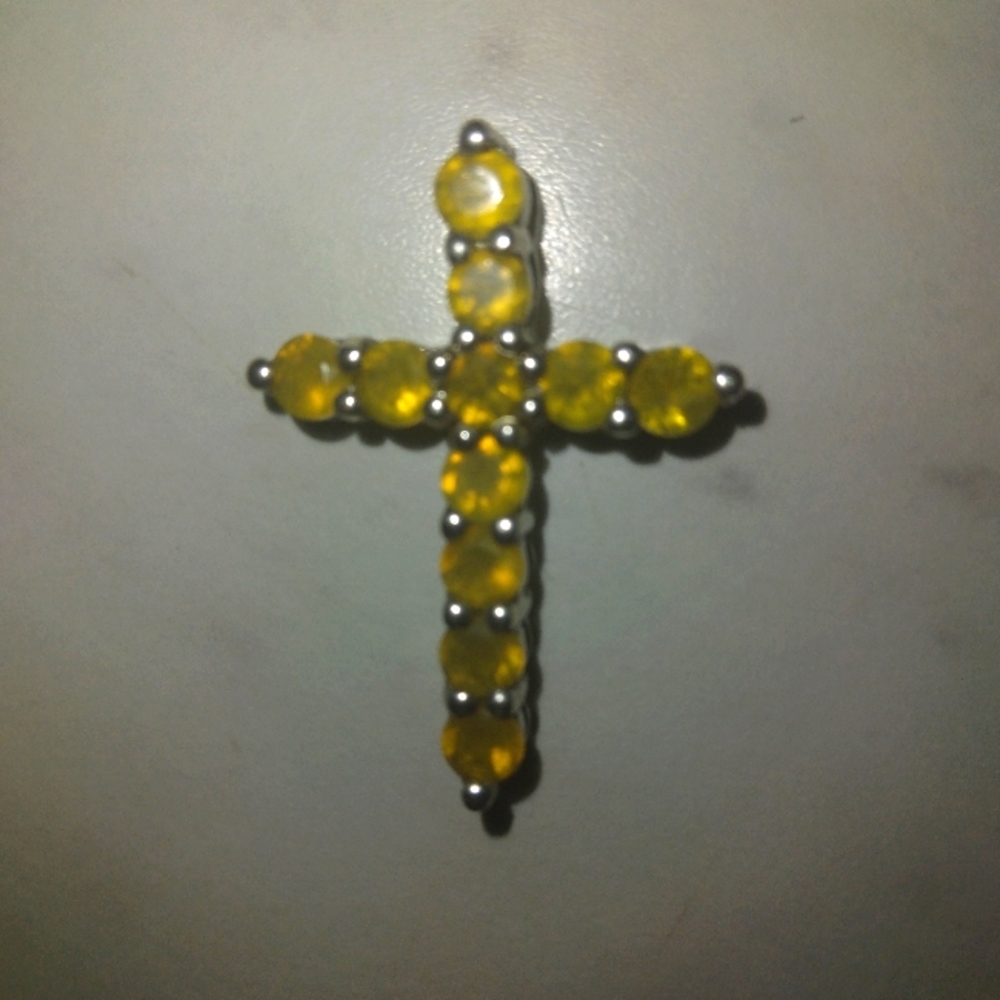 Yellow canary opal cross pendant